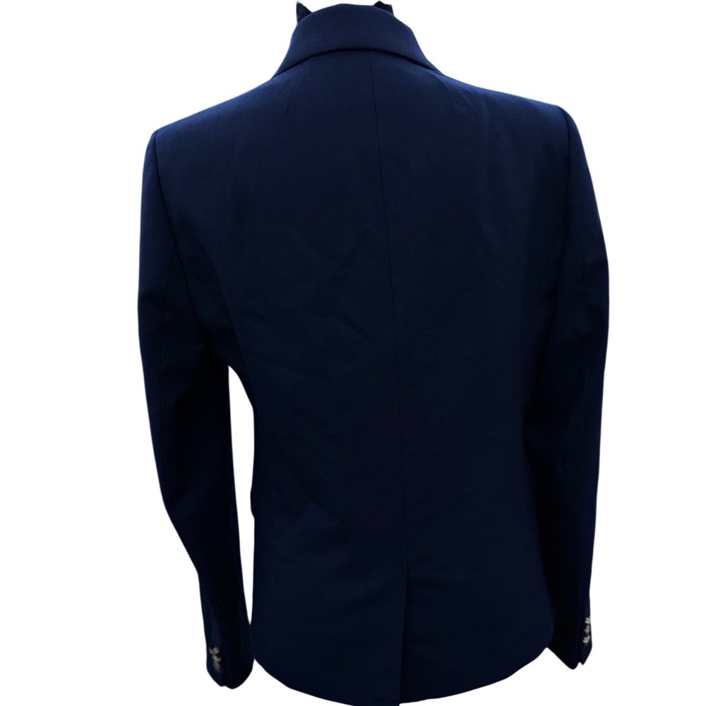 J.Crew Navy Blue Wool Blend Schoolboy Blazer Gold Crest Buttons Size 6 - Picture 9 of 14